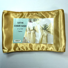 2 Gold Satin Chair Sash Silky Sateen Bows wedding party Bride & Groom Chairs