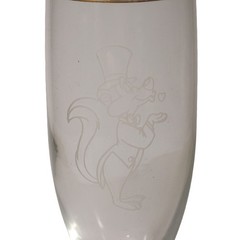 Vintage 1996 Pepe Le Pew & Penelope Wedding Toasting Glasses w/Gold Rim-SEE DESC