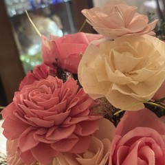 Sola Wood Flower Centerpiece with – Blush, Pink Cream & Natural Tones 13″X 13″