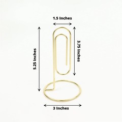 GOLD 5 Sign Holders 5″ Paperclip Metal Table Number STANDS Party Decorations