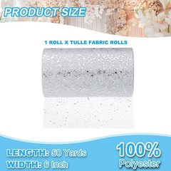 Tulle Fabric Rolls 6″ by 50 Yards Fabric Spool Tulle for DIY, White