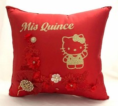 NEW! Quinceanera Kneeling pillow Red with Silver – cojin para quinceanera rojo