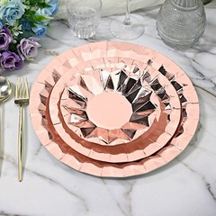 25 ROSE GOLD Metallic Round 12″ Paper Dinner Plates Geometric Design Tableware