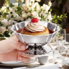 6 Pcs Stainless Steel Ice Cream Bowls Mini Silver Serving Lotus Dwarf Style