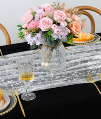 Table Runners for Table Scaping & Decor Sheer Silver, 10 FT Long- Set of 2