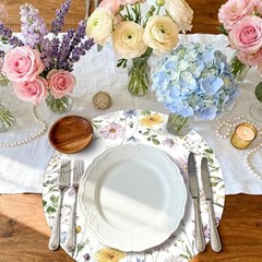 50PCS Floral Paper Placemats – Disposable Table Mats – Pastel Daisy & Butterfly