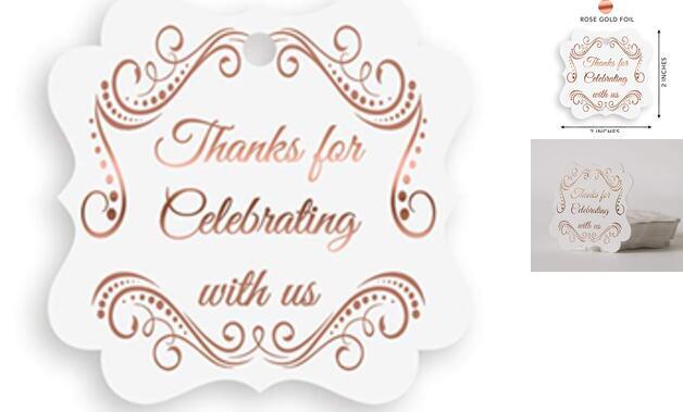 Fancy Frame Gift Tags, Thank You Tags, Rose Gold Foil Rose Gold Tags Frame 1