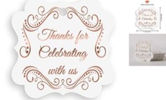 Fancy Frame Gift Tags, Thank You Tags, Rose Gold Foil Rose Gold Tags Frame 1