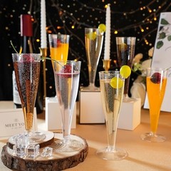 Pack Champagne Flutes Plastic, 4.5 oz Plastic Disposable 100 Silver Glitter