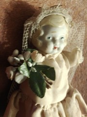 Vintage Bisque Porcelain Bride & Groom Wedding Cake Topper Figurines Set of 2