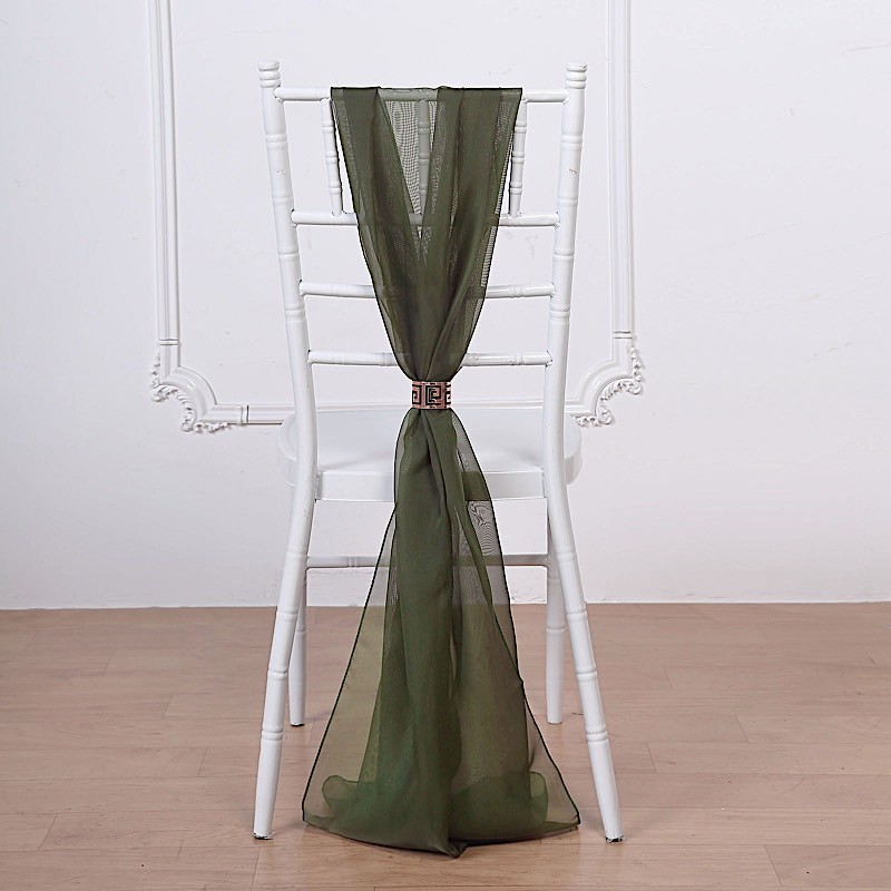 5 Olive Green Premium Chiffon Wide CHAIR SASHES Wedding Reception Decorations