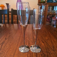 Lenox Silver Plated Rose Gold Wedding Flutes Bride & Groom Toast Engagement