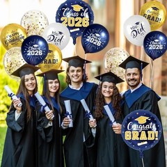Graduation Balloons Graduation Decorations 2026, 51Pcs Grad Navy Blue and Gold