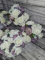5 Wedding Table Centerpieces, Floral Reception Centerpiece,Vintage Style, Purple