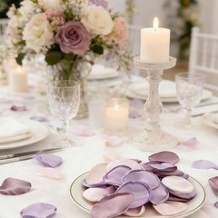 200 Pcs Silk Rose Petals, Purple Lavender Light Pink Artificial Flowers for Wedd