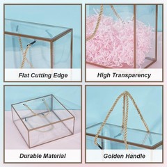 10 Packs Clear PET Plastic Gift Box 7.8×7.8×3.5 Inch Treat Gift Boxes W/ Gold