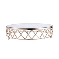 14″ Gold Clear Round Metal Glass Geometric Cake Stand Wedding Party Decorations