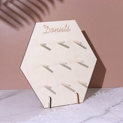 13″ NATURAL Donut Wall Hexagon Wooden Board DESSERT HOLDER Party Decorations
