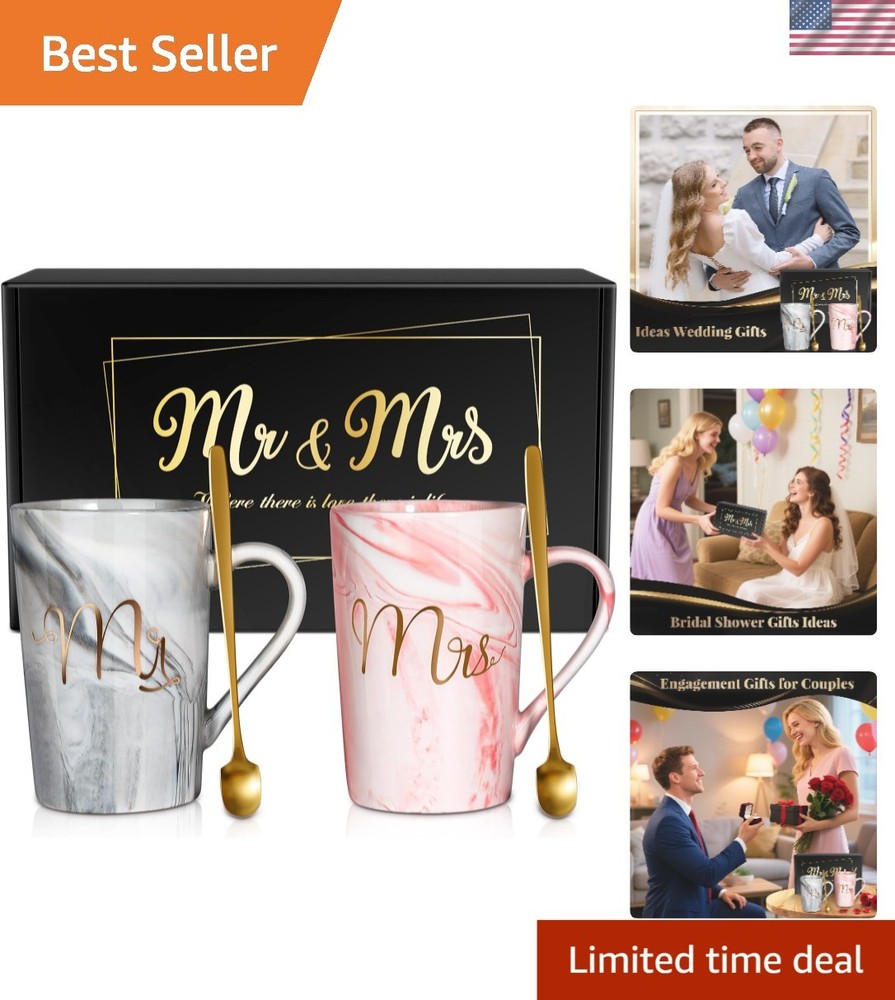 14-Ounce Mr and Mrs Coffee Mug Set – Stylish Wedding & Anniversary Gifts 2026