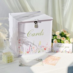 White Wedding Card Box With Lock PVC Gift Money Reception Decor Anniversary