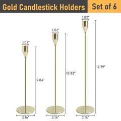 Panumly Candle Holders, Gold Candlestick Holders Set of 3 for 3,