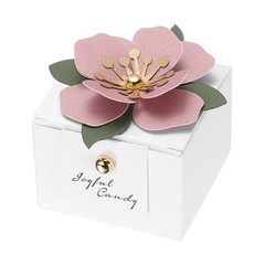 Wedding Favor Box with Light Pink Floral Decor, (2.5 x 2.5 Inch, White)(25 Pcs)