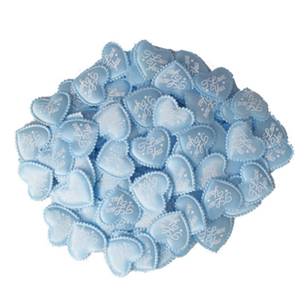Pkg of 200 Satiny Fabric I LOVE YOU Hearts 1.5″ Bed Confetti Decorations #10