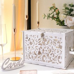 White Wedding Card Box with Lock, PVC Gift Card Box for Wedding Decorations f…