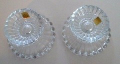 PAIR OF GLASS CANDLE HOLDERS FOR TAPER CANDLES BY COLONIAL CANDLE COMPANY