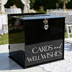 Black Acrylic Card Box Lock Slot Gothic Wedding Reception Money Envelope