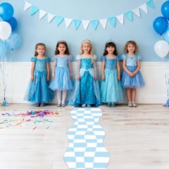 Wonderland Party Decoration Blue and White Checkered Aisle Runner 118 x 24 In…