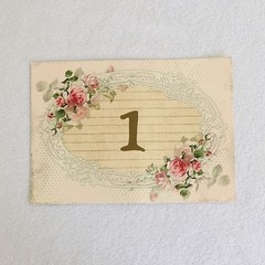 Pink Wedding Table Cards Vintage Style Frame – Shabby Chic, Numbers Names Custom