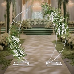 2PCS Crescent Moon Wedding Arch Frame Party Framework Stand Floral Rack New