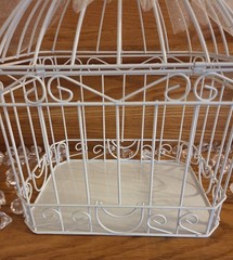 Bird Cage Wedding Card Gift Box White Metal Hinged Top Bow 84 Plastic Scatter…