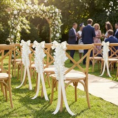10 Wedding Aisle Decorations – Pre-Assembled Pew Flowers, Artificial Wisteria &