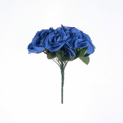 ROYAL BLUE 12″ tall Velvet Roses ARTIFICIAL FLOWERS Bouquet Wedding Decorations