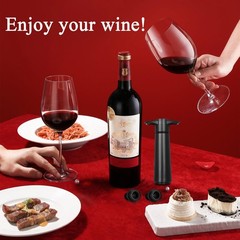 Wine Stoppers Vacuum with Pump, Keep Fresh for 1 Pump+4 Stoppers, Black
