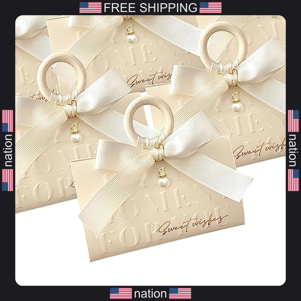 ZJSXINDI 15 Pcs Favor Boxes Gift Wrap Boxes Pale Beige Gift Box 5″x 3″ For