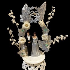 Vintage Mid Century 1960s Wedding Cake Topper Plastic 7″ Coast Novelty HTF