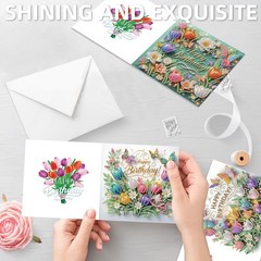C’eitura 12Pcs Flower Bouquet Diamond Art Painting Greeting Card Kit with Env…