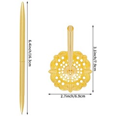 Jiebor 2Pcs Wedding Pen and Metal Pen Stand Holder Set Signing Desk Gold