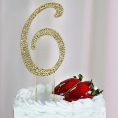 4.5″ GOLD Number 6 Rhinestone Cake Topper Wedding Cupcake Dessert Dessert Events