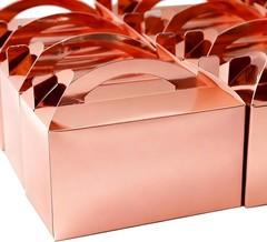Biodegradable Rose Gold Gable Treat Boxes 30 Pack Eco Friendly Gift Packaging
