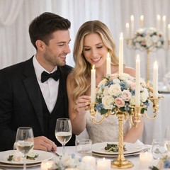 6 Pack Wedding Gold Candelabra Table Centerpieces 28 inch Tall Candelabra Metal