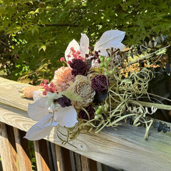 Sola Wood Bridal Bouquet, Dried Floral Burgundy Boho Wedding Bouquet Handmade