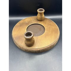 Studio His & Hers Unity Candle Stand Wood Grain Finish 2 Candle Holder 9″ Diam