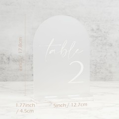 Hoodo Frosted Arch Acrylic Table Numbers 1-30 Stands 5X7 Acrylic Arch Signs And