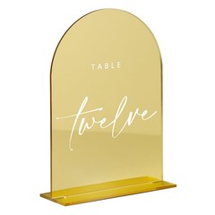 10 PCS 4×6 Inch Gold Mirror Arch Acrylic Sign With Stand DIY Wedding Table