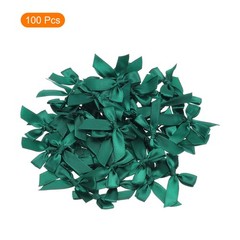 100Pcs Mini Ribbon Bow 1.8 inch Mini Fabric Satin Ribbon Deep Dark Green