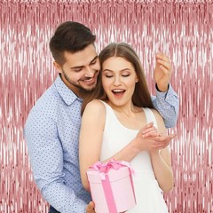5 Pack Rose Gold Backdrop Birthday Decorations Foil Curtain Backdrop Bachelor…